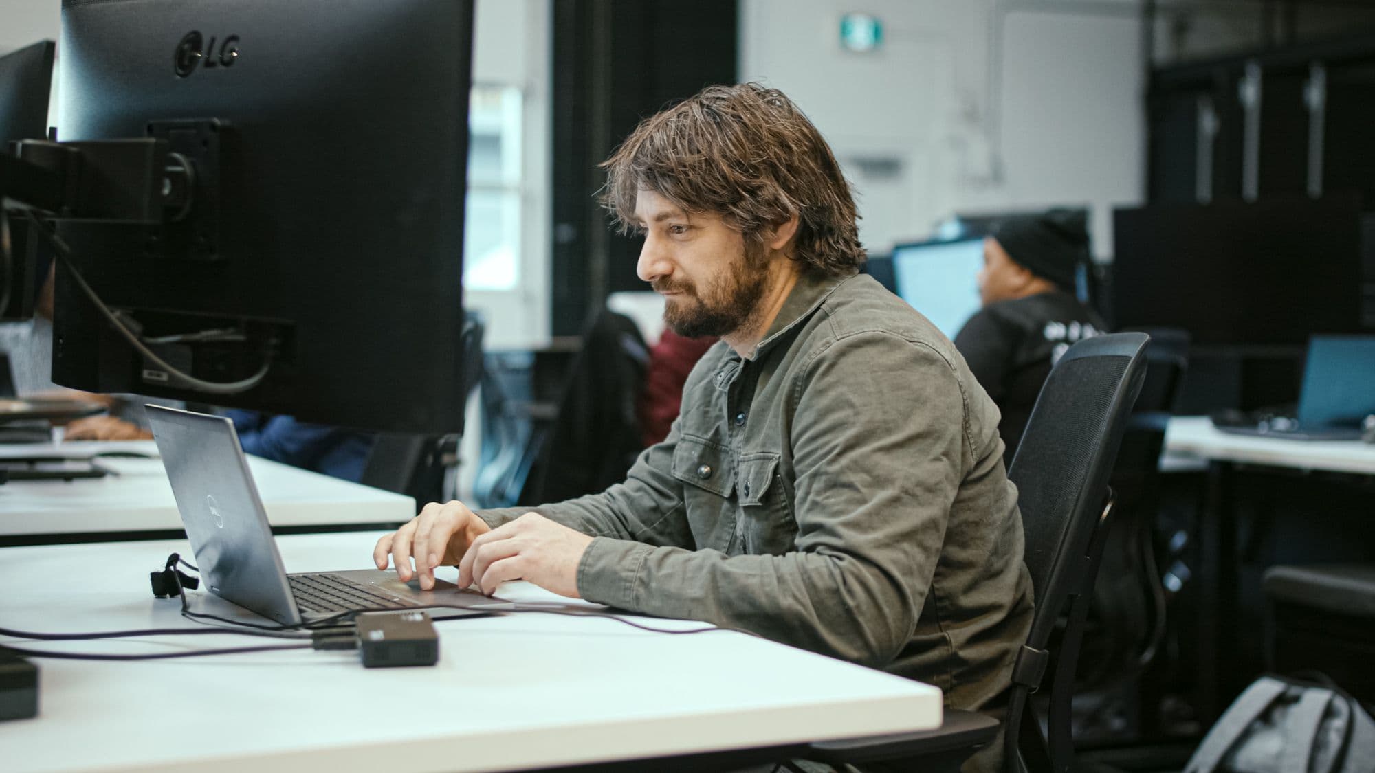 man at computer